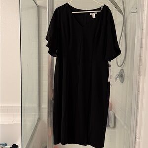 London Times Elegant Black Midi Dress
